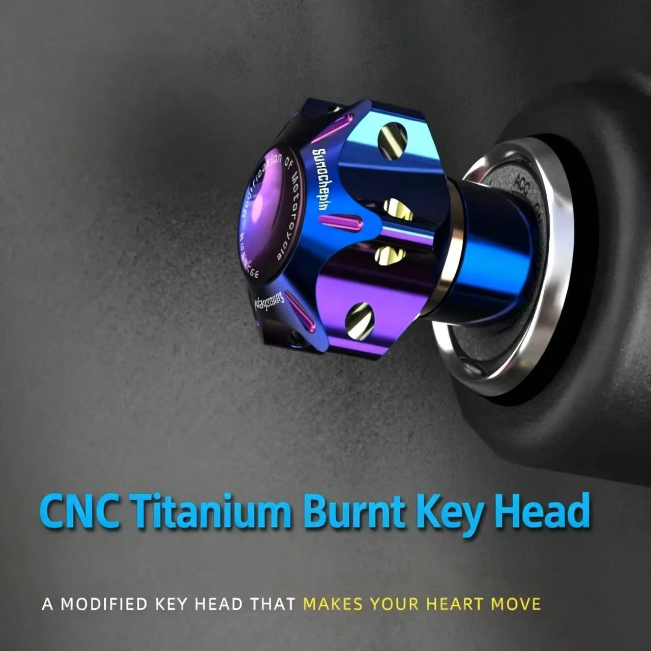 Motorcycle CNC Hexagon Burned Titanium Key Cover Head Case Shell Cafe Racer Modified Burn Blue Key Bit Motorcycle Accessories