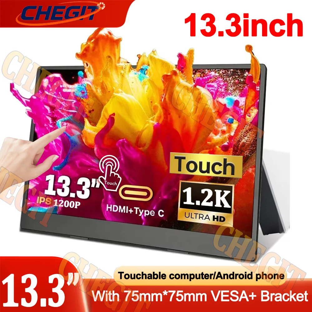 

13.3" Portable Touch Monitor IPS Screen Gaming Computer Expand Display For Loptop PC MACos Cell Phone XBox PS4/ 5 Switch