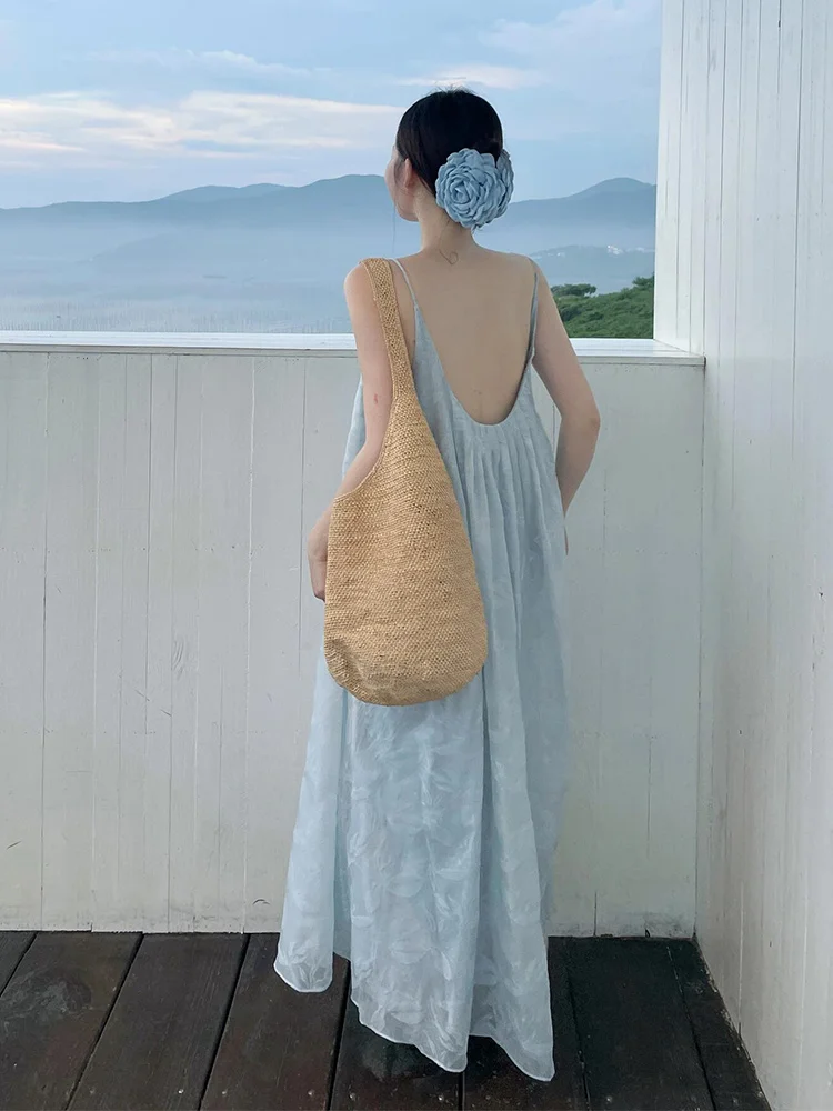 Sanya Bal Strap Dr Feminino Verão Ele Solto Praia Vaion Praia Saia Longa Casual Sle Saia A-Line Poliéster F...