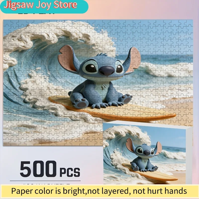 

500 шт. декоративных принтов Disney с Стичем и Микки для дома | 2D-пазл, идеально подходящий для головоломок для взрослых, семейных игровых вечеров, G