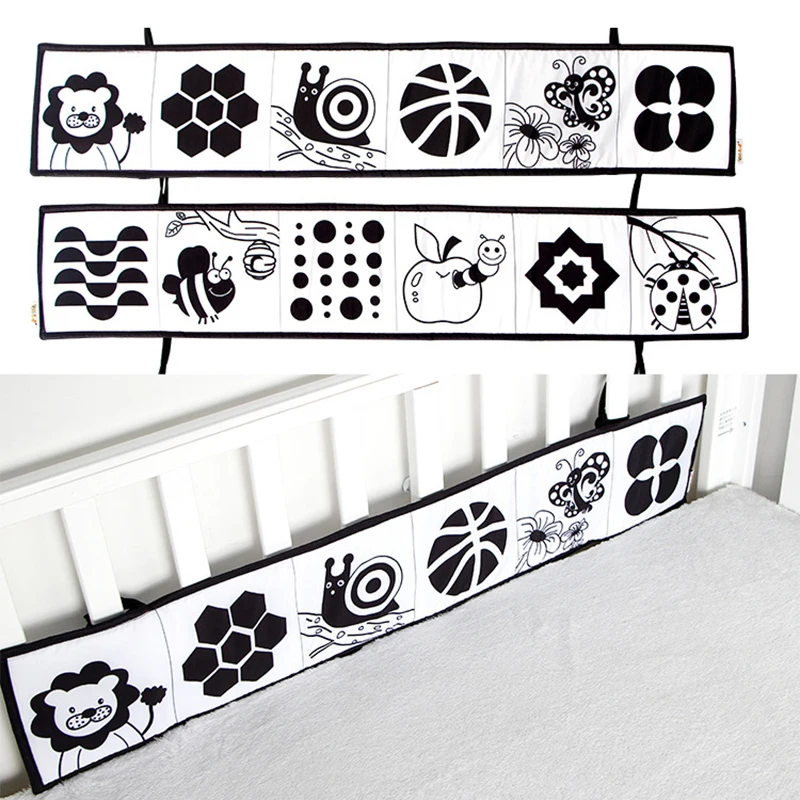 Opvouwbare babyboeken van zachte doek Zwart en wit Zintuiglijk speelgoed met hoog contrast voor pasgeboren baby's Vroeg educatief Montessori-speelgoed