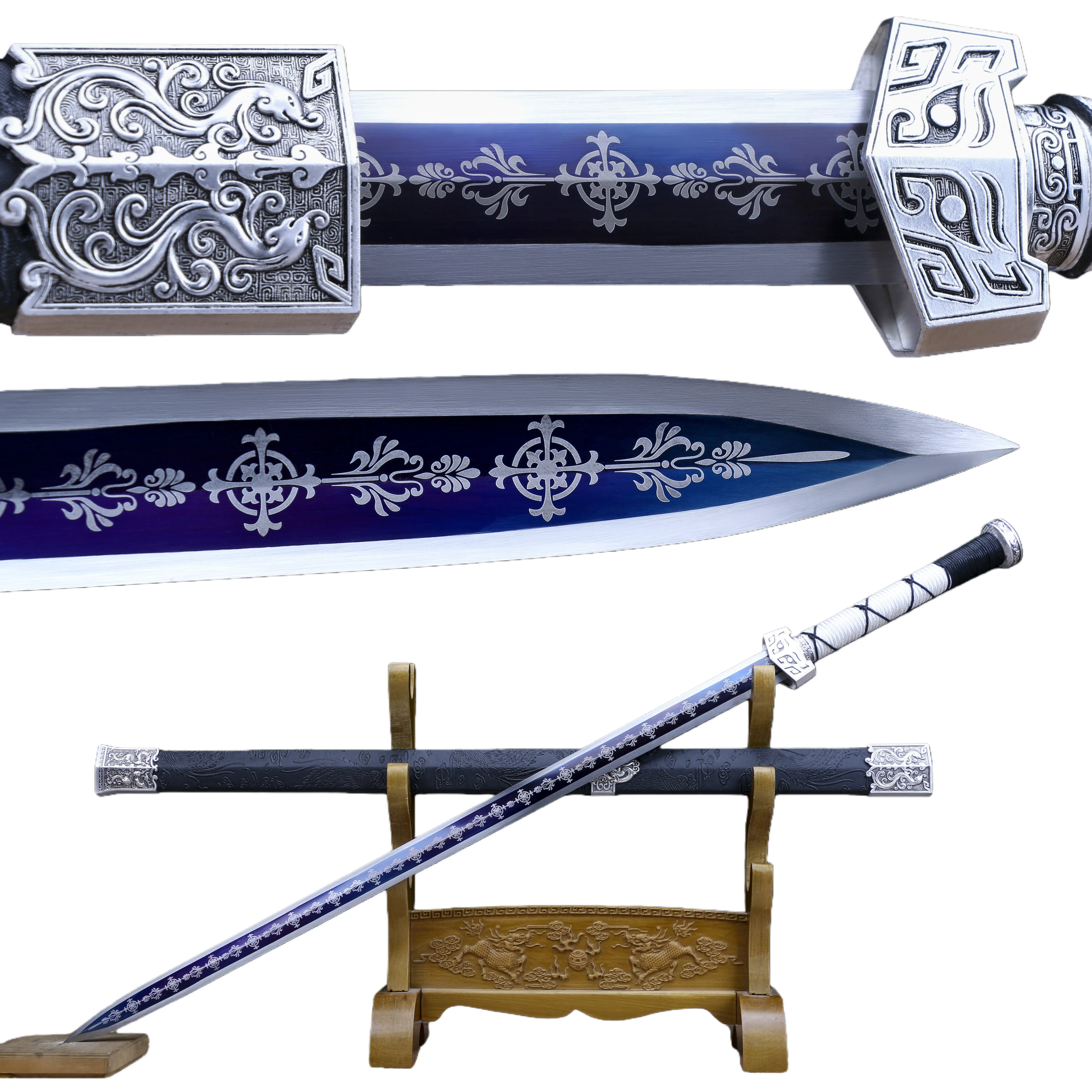Chinese samurai sword Medieval battle preparation real steel sharp katana combat training Full handle weapons Gift Anime Templar