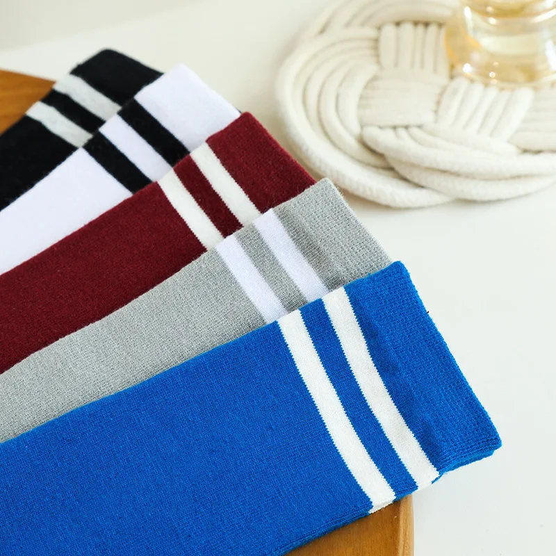 3 Pairs Children\'s Long Tabi Calf Socks Pure Cotton Striped Two Finger Sock Kids Baby Boys Girls Causal Sport Socks with Stripes