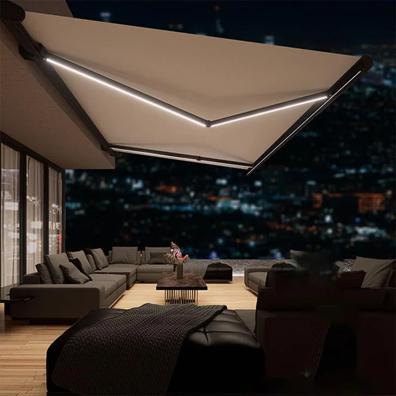High-quality Outdoor Folding Arm Awning, Fully Box-type Retractable Awning With Electric Remote Control