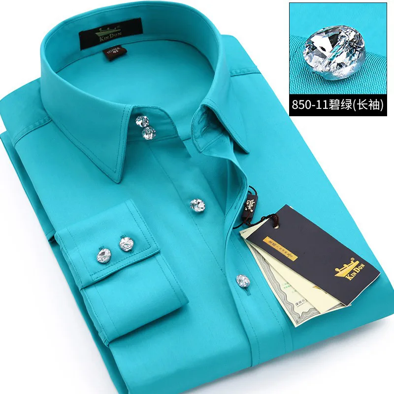 2024 Spring/Autumn New Arrivals Men\'s Macaron Colors Shirt Europe Man Causal Business Crystal Button Luxury Top Shirt As Gift