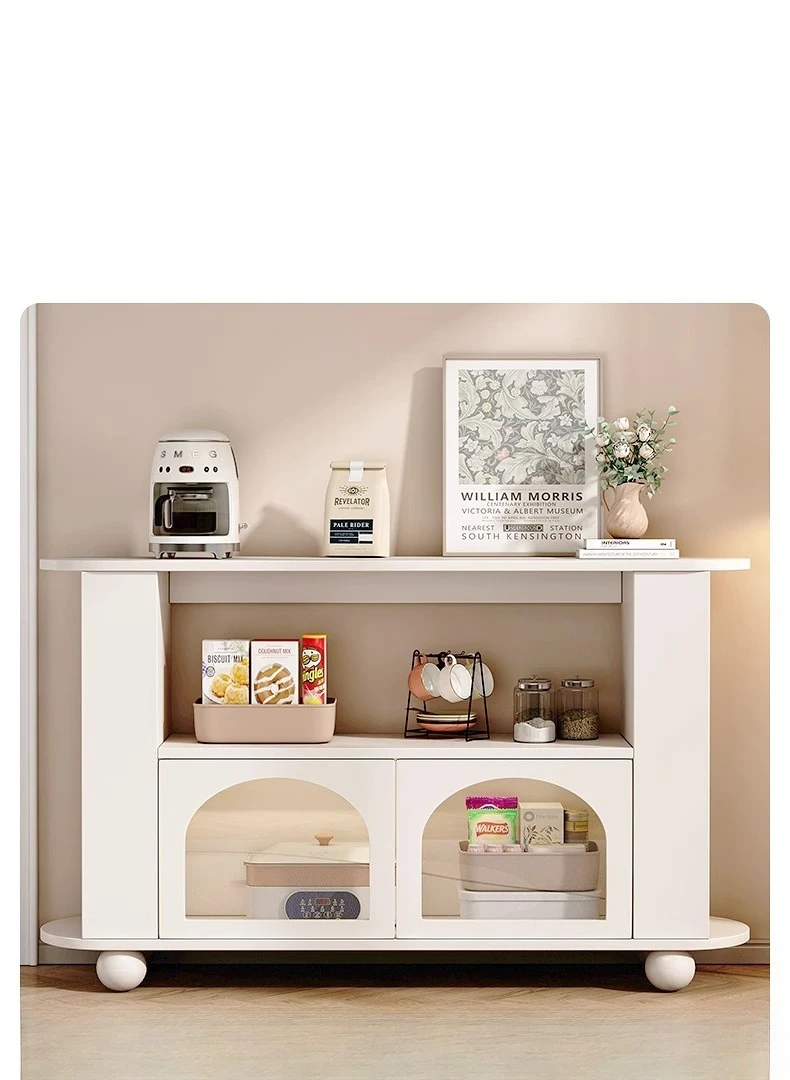 

Cream style dining side cabinet integrated storage cabinet against the wall household side narrow