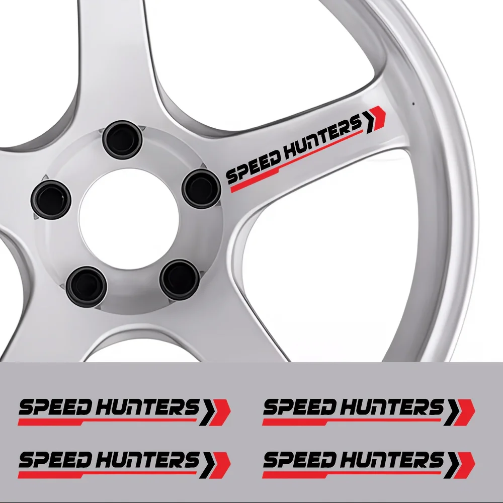 4PCS Speed Hunters Racing Vinyl Sticker Car Motorcycle Wheel Decal Sport Style Decoration Accessories