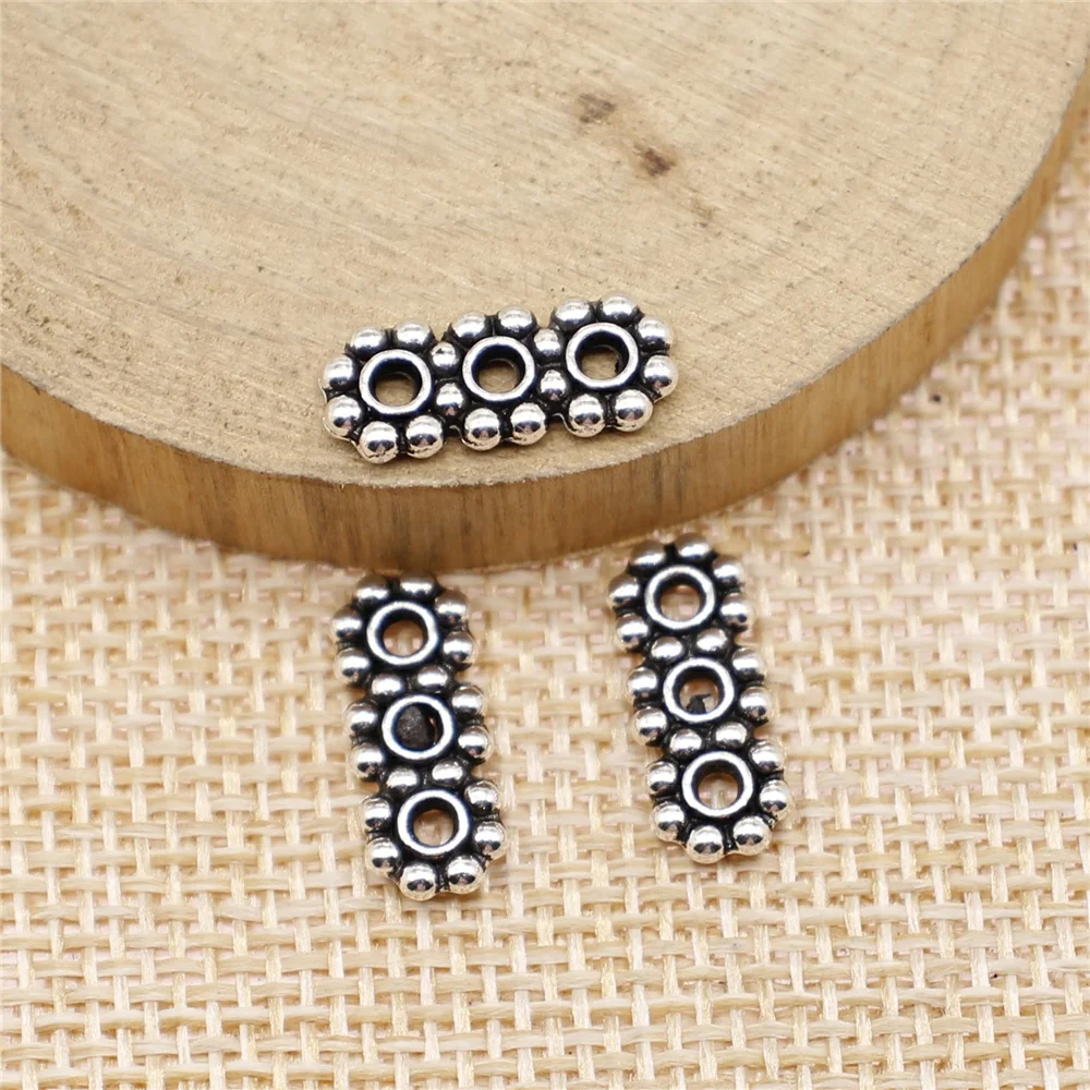 40pcs 15x6mm Spacer Beads For Jewelry Making Bracelet DIY Three Holes Spacer Beads Charm Spacer Beads