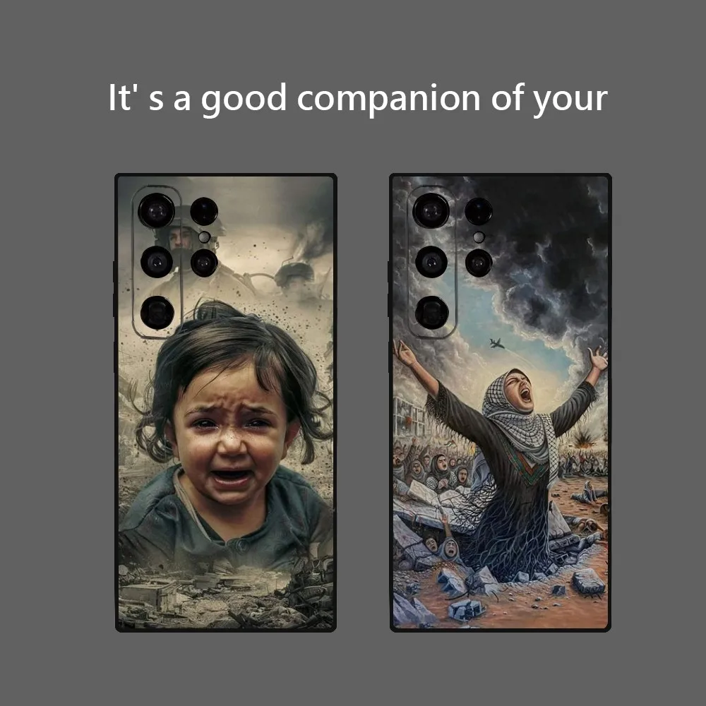 Child's Gaze Of Destruction Gaza Phone Case For Samsung Galaxy S24 Ultra S22 S23 Ultra S21 S20 5G Protective Soft Silicone TPU F