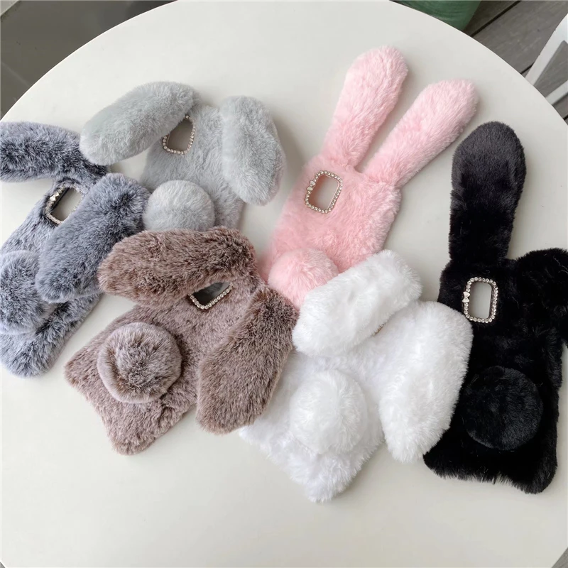 

Soft Plush Phone Case For Xiaomi Mi 5X 6X 8 9 SE 9T 10 10T Pro 10i 10S 11 Lite 11i 11X Pro A1 A2 Furry Rabbit Bunny Fur Cover