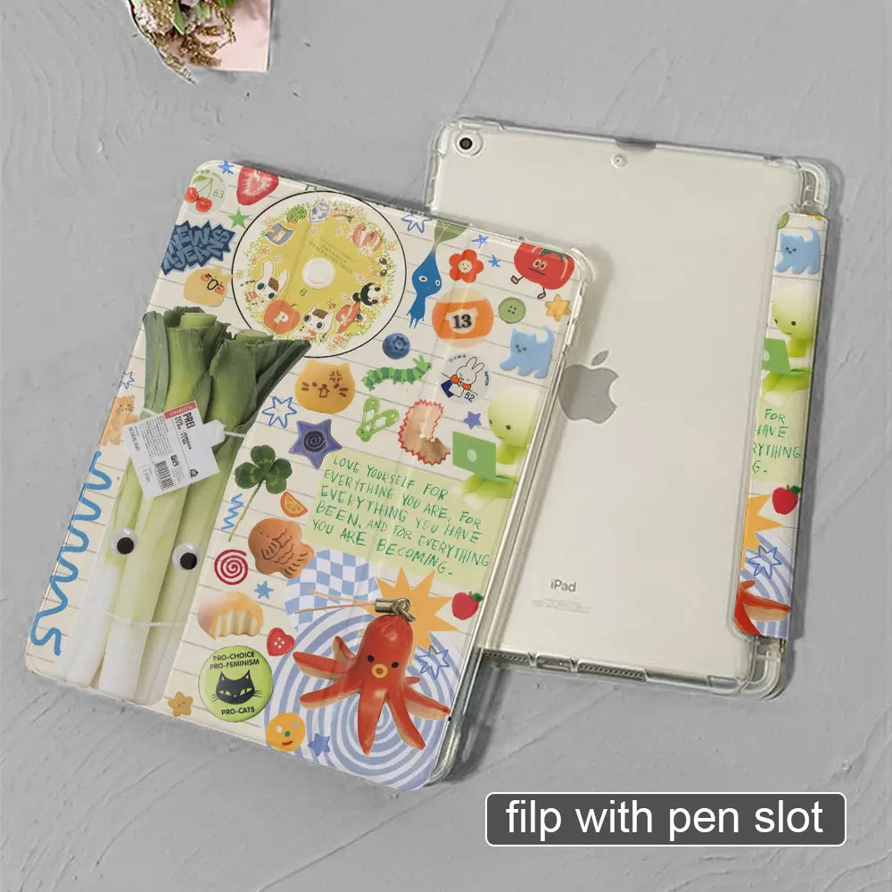 iPad-Hülle mit einfachem Muster Pro13 Zoll 2022, Air5th Gen 10,9 Zoll, ini7 Air6 iPad 11. Generation Anti-Fall-Stiftschlitz Mini4 Clamshell