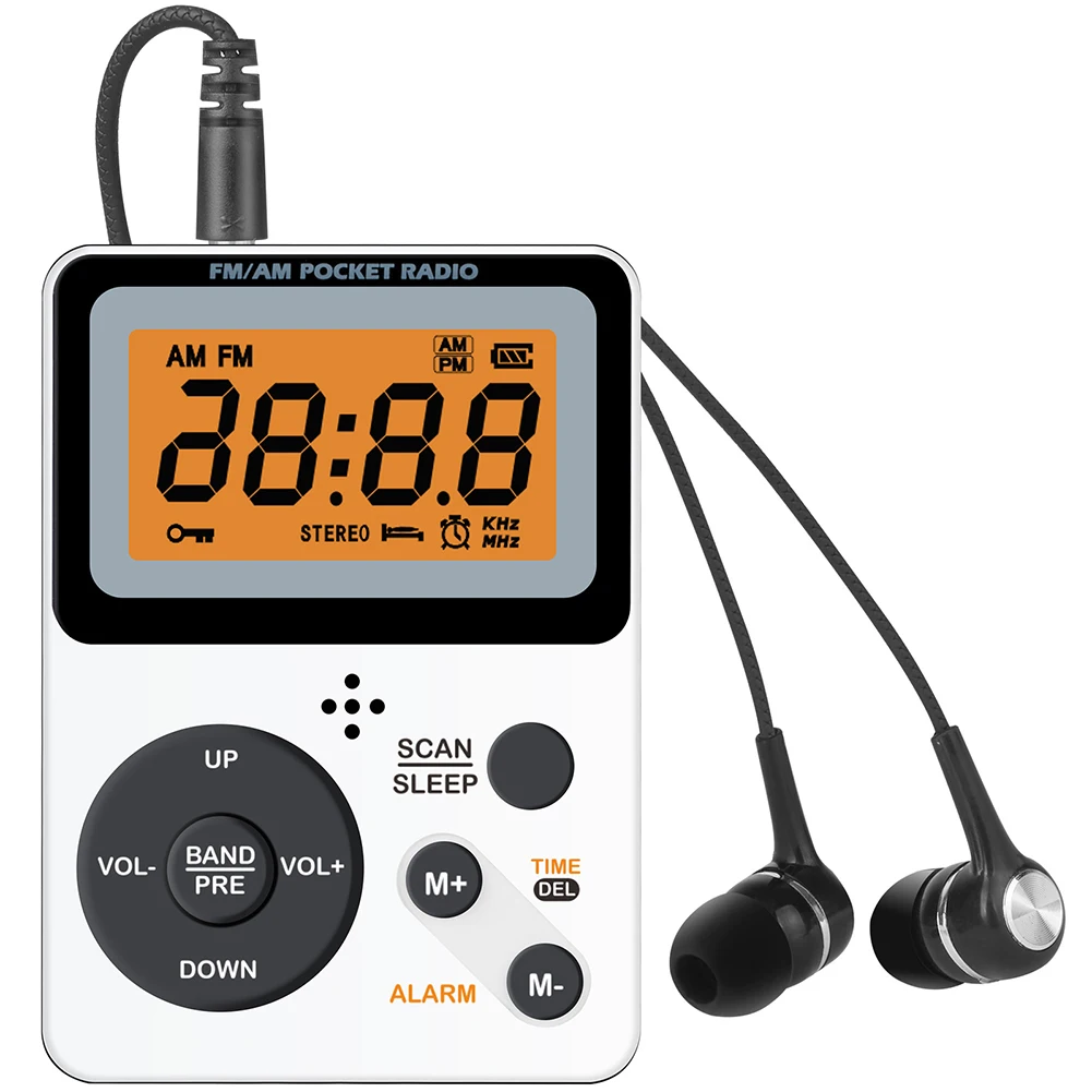 Portable Pocket FM/AM Radio With Earphone, Large Screen & Sleep Timer! Pocket FM/AM Radio Is Designed