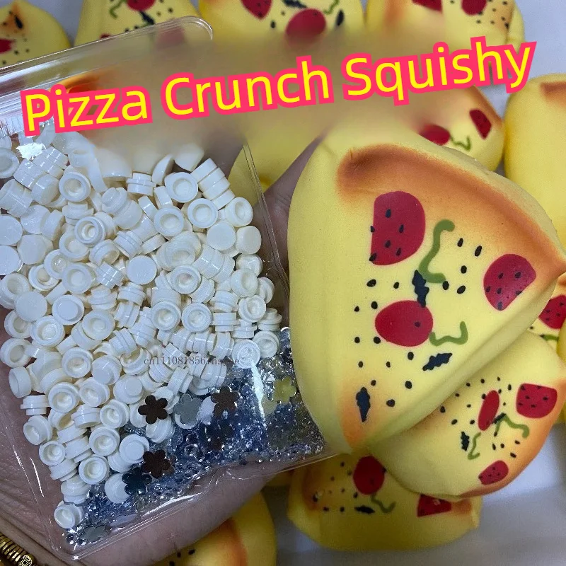 Simulated Pizza Stress Ball Fidget Toy Crunchy Squeeze Toy Round Blocks Filled ASMR Anti Stress Release Hand Relax Gift Toy