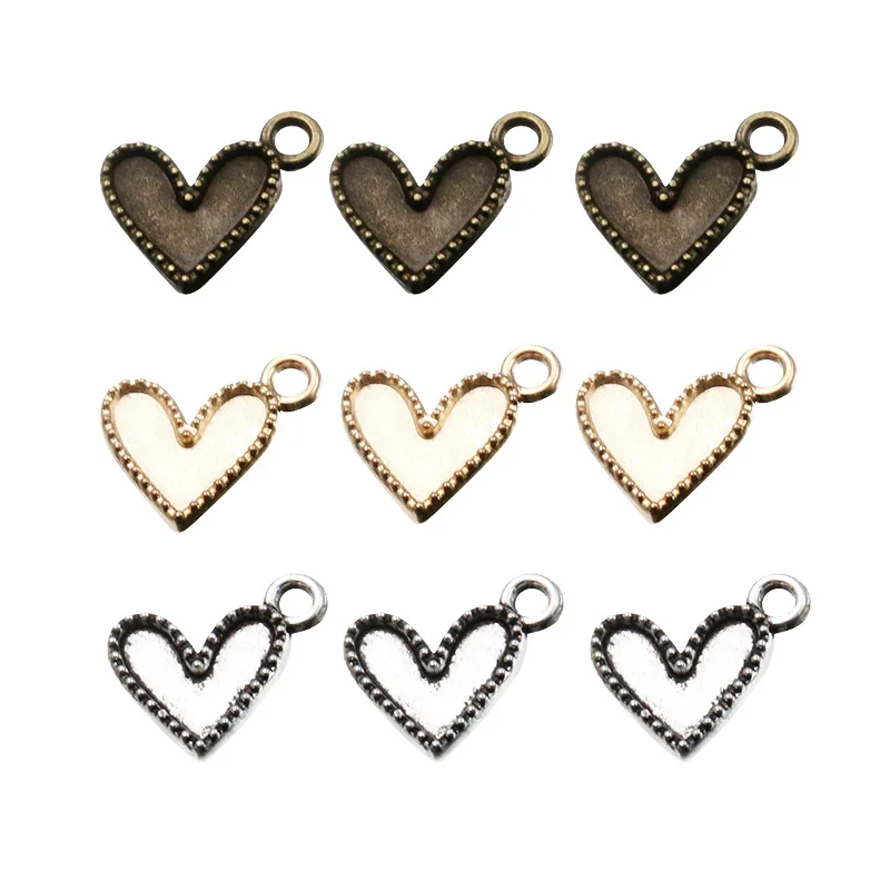 60PCS 12*13mm Small Love Heart Charms Pendant Metal Alloy For Gifts DIYJewelry Necklace Bracelet Earrings Marking Parts Finding