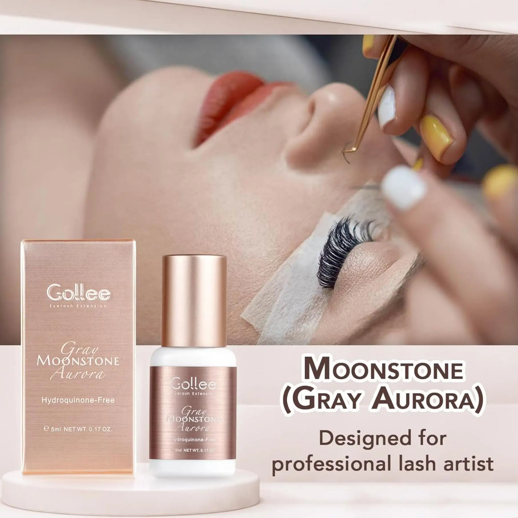 Gollee Eyelash Extension Glue and Primer 0.5-1S Fast Drying Retention 6-8 Week Eyelash Adhesive for Professional Salon Supplies