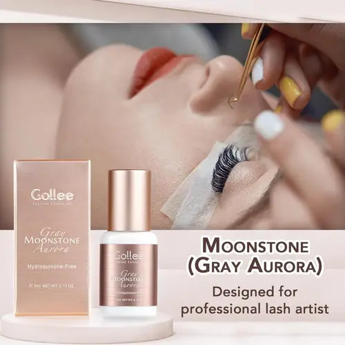 Imagen 2 del producto Pegamento para extensión de pestañas gris GOLLEE, pegamento para pestañas de 0,5-1 segundos, retención de secado rápido, adhesivo para pestañas de 6-8 semanas, suministro profesional para salón