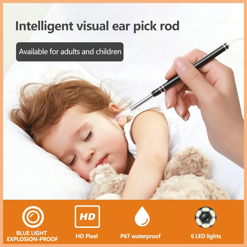 1Set Smart Ear Cleaner Endoscope Spoon Visual Ear Stick Camera Ear Picker Cleaning Wifi Mouth Nose Otoscope