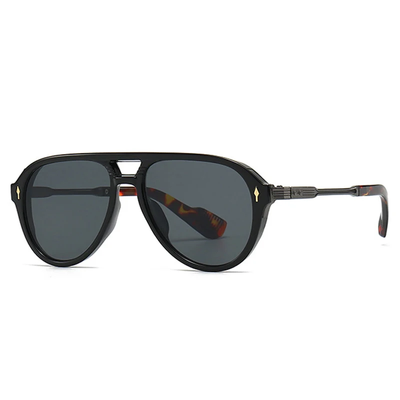 SHAUNA Retro Dubbele Bruggen Pilot Mannen Zonnebril Modemerk Designer Shades UV400 Trending Klinknagels Vrouwen Luxe Zonnebril