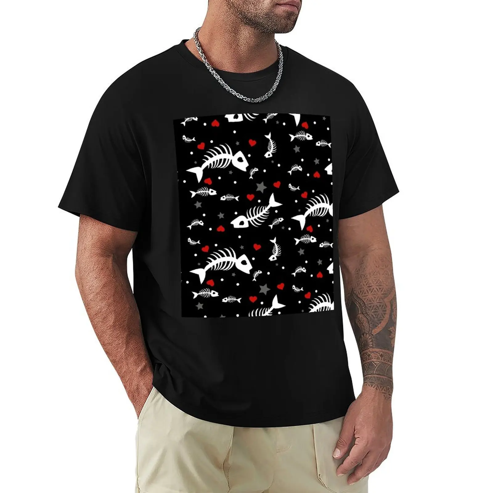 

Fish Bone Confetti T-Shirt custom shirt summer top graphics street wear mens workout shirts