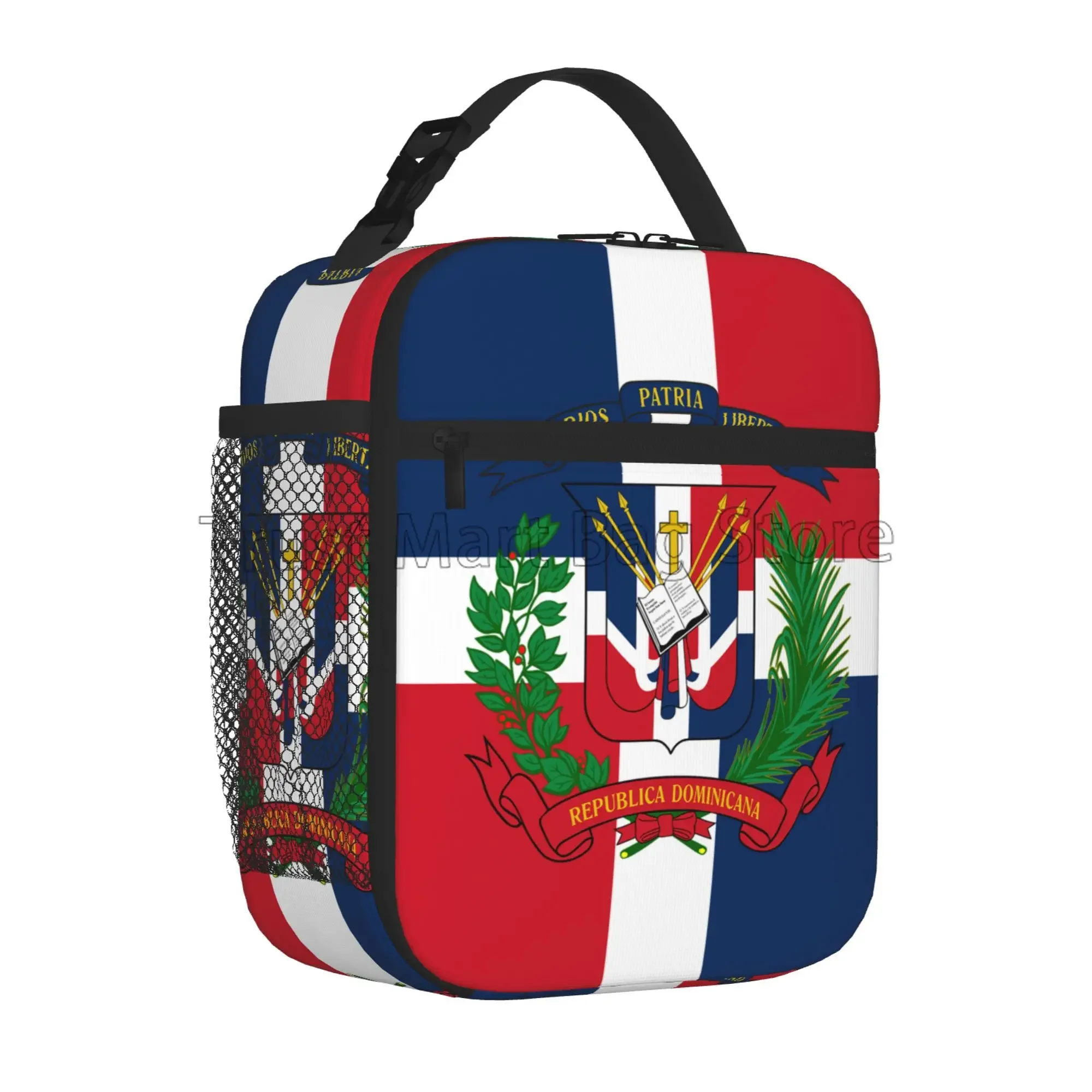 Dominican Republic Flag Insulated Lunch Box Waterproof Bento Tote Bag Portable Reusable Thermal Lunch Box for Travel Work Picnic