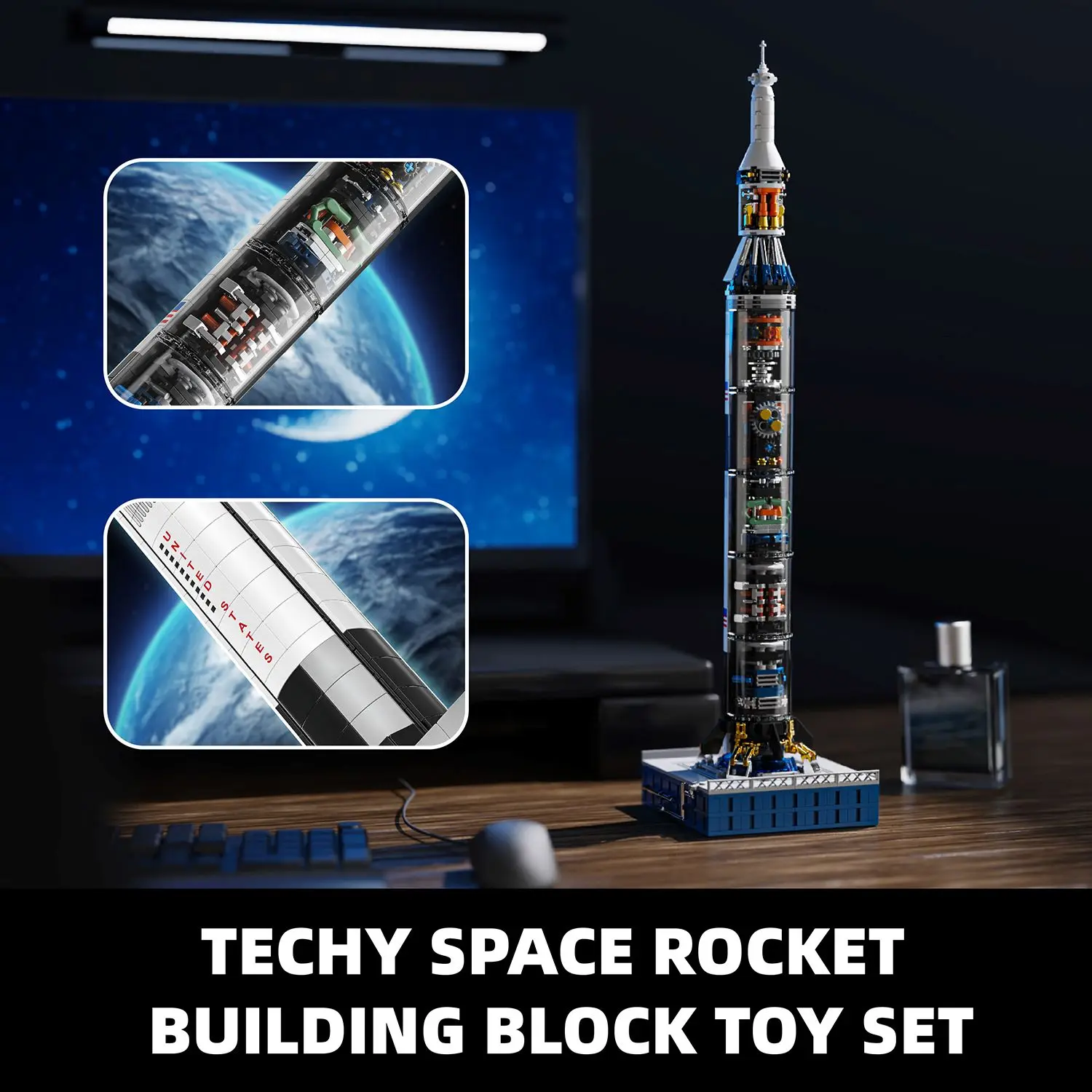 846PCS Building Blocks Space Rocket Toy Model Semi-transparent Educational Toys Compatible Others Bricks Sets Christmas Gifts