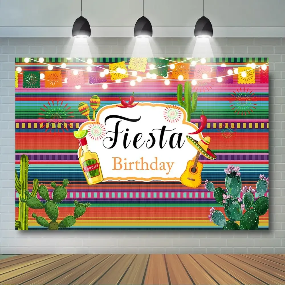 Mexican Fiesta Backdrop Mexcio Dressed-up Taco Day Birthday Backdrop Summer Fiesta Birthday Party Decoration Supplies