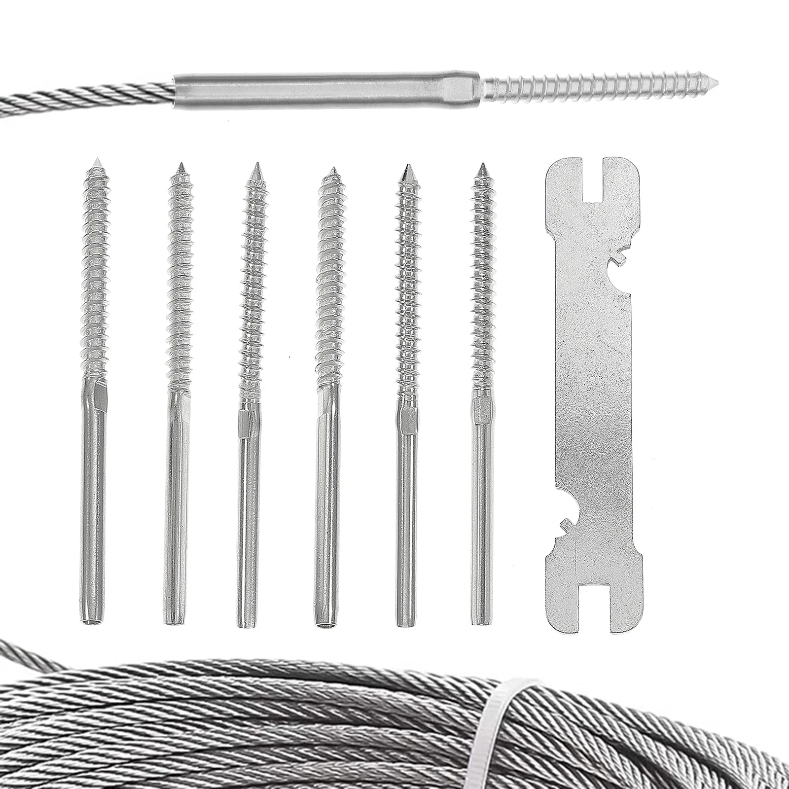 

3 Pairs Fence Cable Thread Tensile Screw Stainless Steel Railing Kit Deck Hardwares