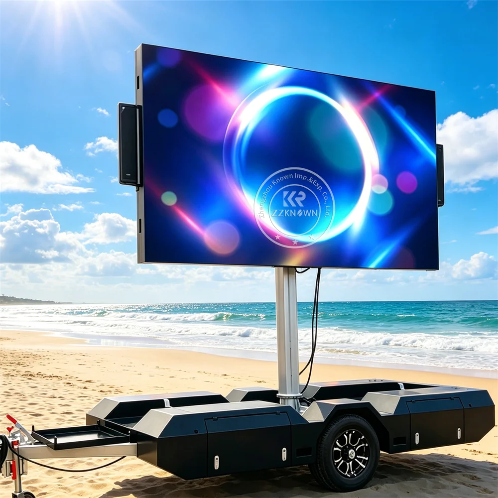 Mobile Solar Powered LED Advertising Trailer Outdoor Billboard Truck Digital Screen Display Trailer With Remote System
