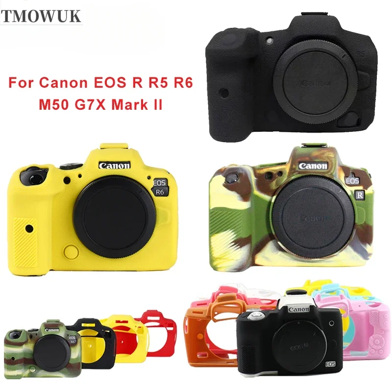 Silicone Case For Canon EOS R R5 R6 M50 G7X Mark II Body Photography Accessories Bag Rubber Cover Protective SLR Camera Soft