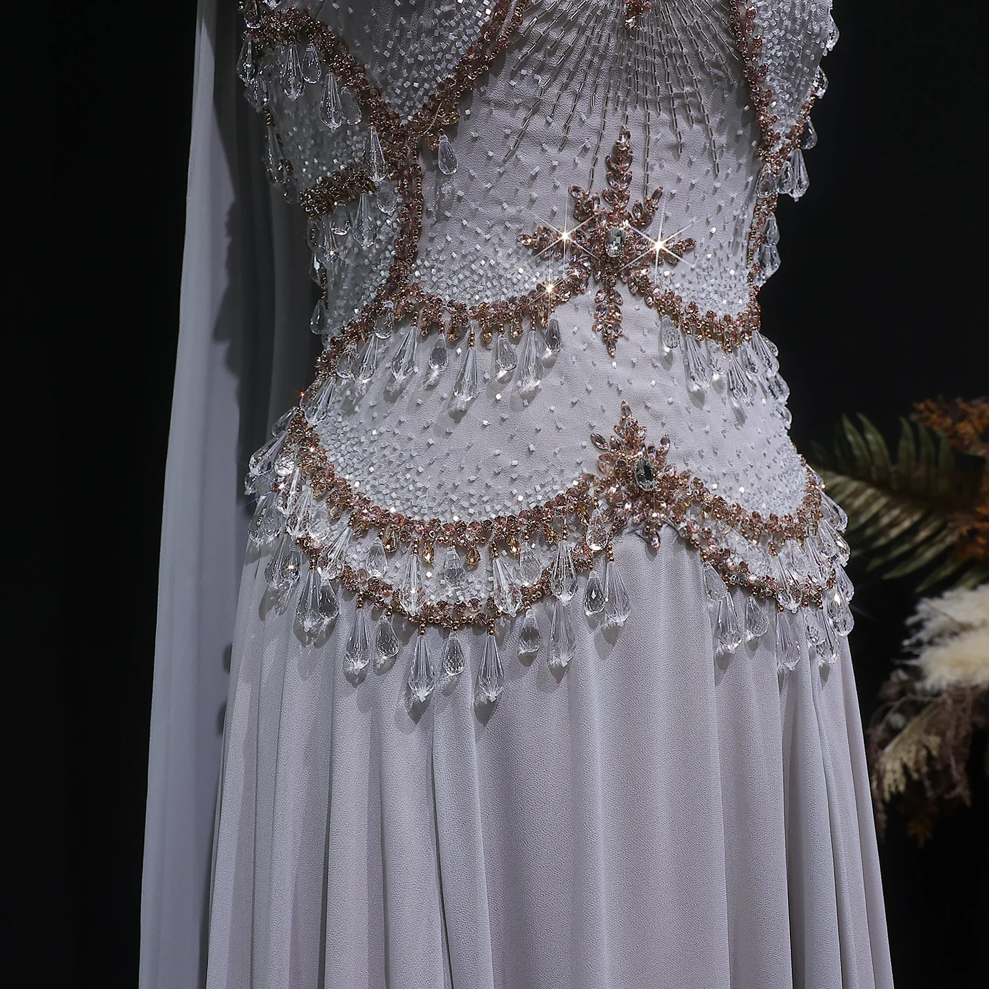 Sharon Said Elegante Arabische Silber-Gold Abendkleider mit Kristallperlen 2026 Dubai für Hochzeitsfeier-Kleider SS517 Maßanfertigung – Detail 13