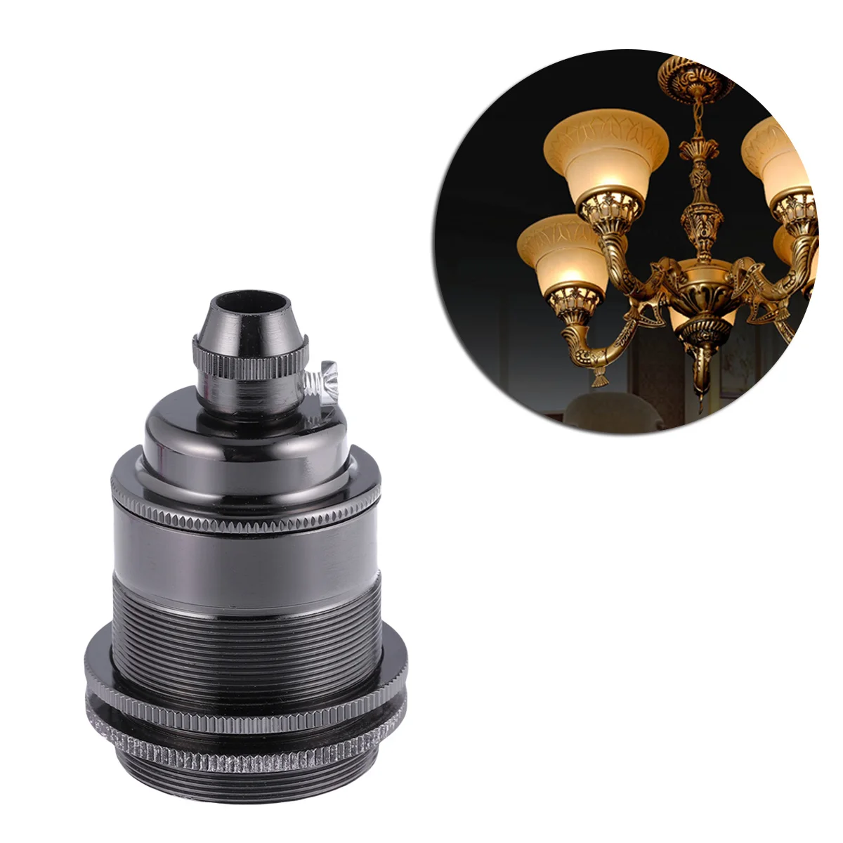 

Style E27 Lamp Socket Copper Finish Holder 250W Load for DIY Atmosphere Lighting in Office Or Living Room Black
