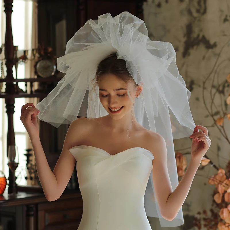 

V382 multi-layer tutu domineering wedding dress wedding veil super fairy multi-layer white cloud wedding dress wedding accessori