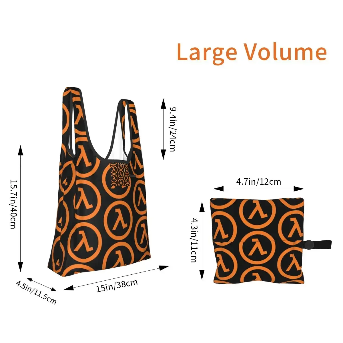 Half Life Lambda Shopping Bag Portable Tote Bags Reusable Shoulder Shopper Bag Grocery Handbag