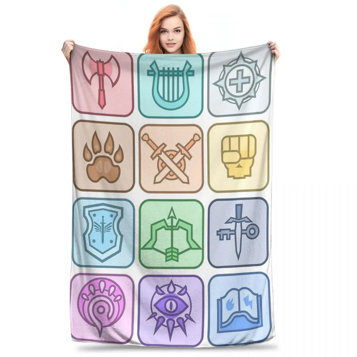 JoCat Crap Guide To Dnd Class Icons Blanket Fleece Multi-function Sofa Throw Blankets For Couch Bedding Outdoor Throws Bedspread