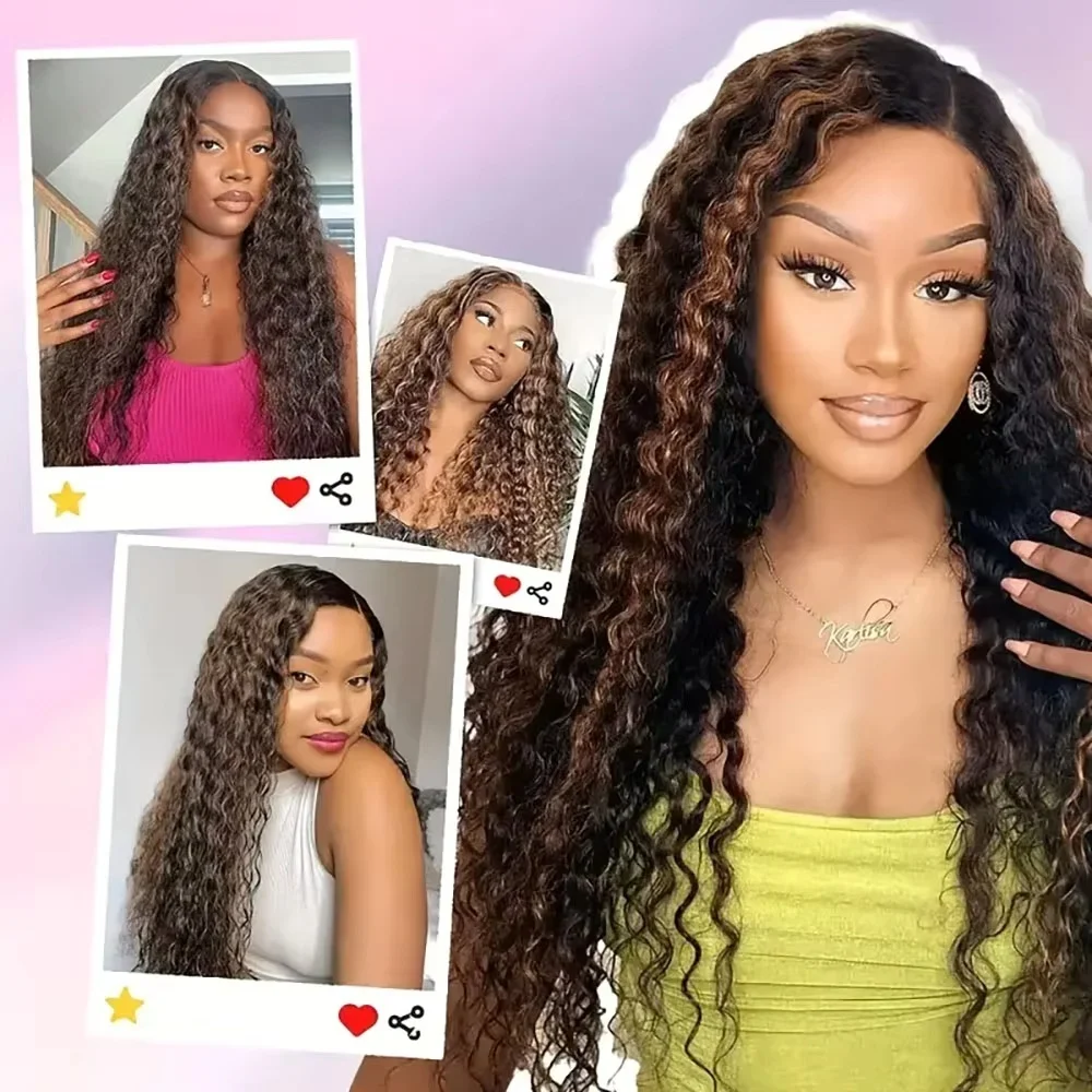 موجة عميقة الدانتيل الجبهة الباروكات شعر الإنسان 5 × 5 غلويليس 220 الكثافة جاهزة لارتداء شعر مستعار أمامي شفاف للنساء قبل قطعها 1B30