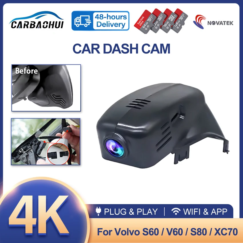 

Plug and play Wifi Dash Cam Car DVR Recorder Cameras For Volvo S60 S80 XC70 V60 2012 2013 2014 2015 2016 2017 2018 4K DashCam