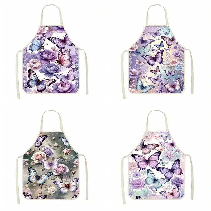 

Butterfly & Flower Apron Linen apron, suitable for kitchen cooking, parent-child interaction, painting and other scenarios
