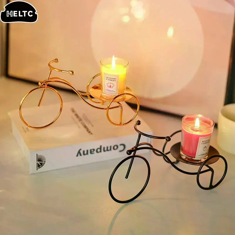 Romantic Tricycle Candle Holder Home Decorations Golden Candlestick Stand Candlelight Dinner Props Room Table Decoration