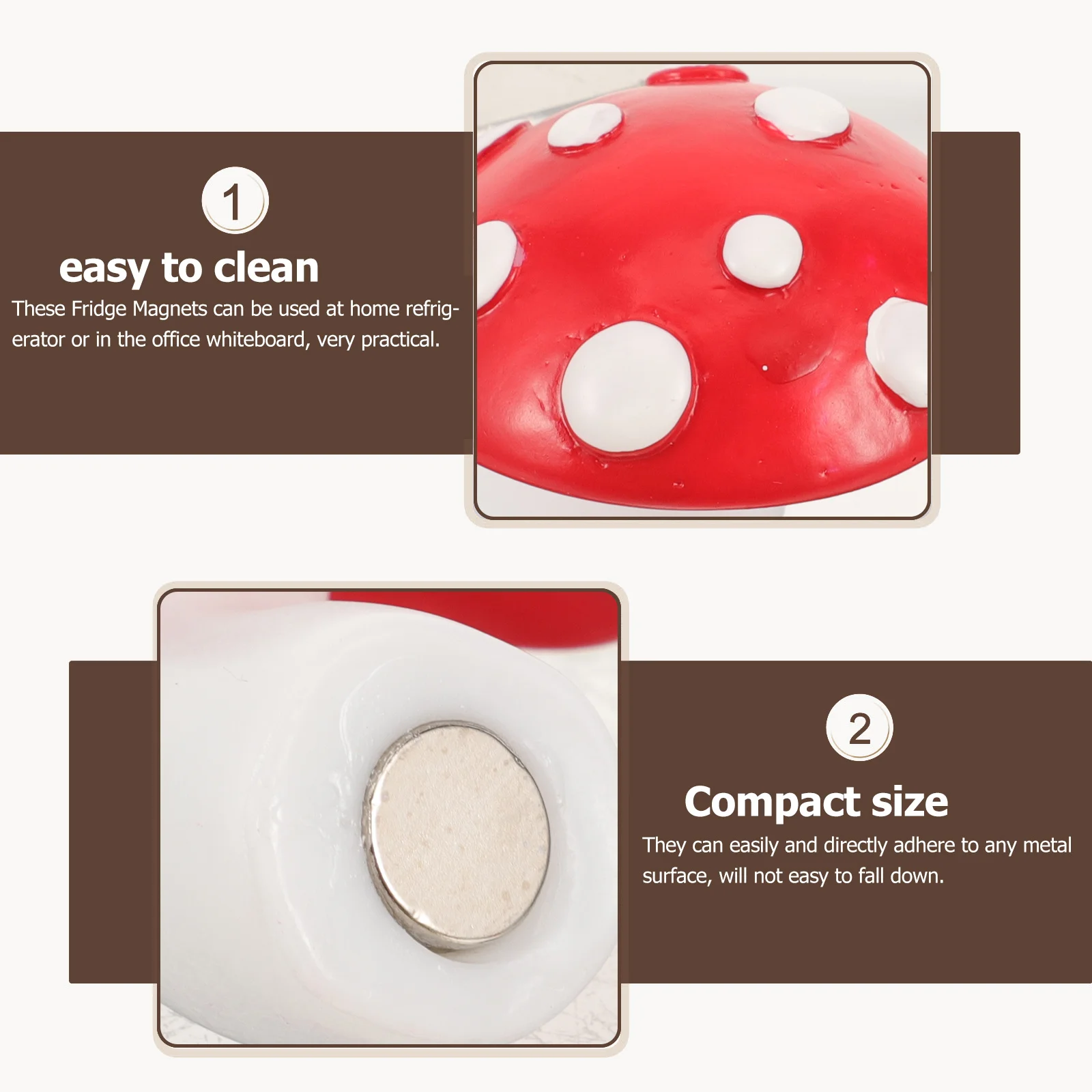 

3Pcs Mushroom Magnets Fridge Decorative Refrigerator Ornaments Colorful Cartoon Design Magnetic Kitchen Accessories