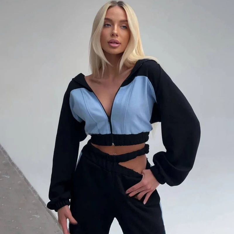 

Spice Girls Unique Hooded Sweater Set Summer Women's LooseSkinny Sweatpants Waist Top Two-piece Set Women's Fresh Age Reduction