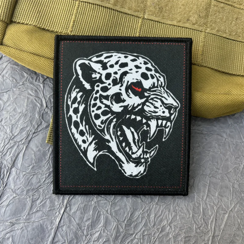 Snow Leopard Patch on Clothes Morale Badges Tactical Patches Printed Hook and Loop Military Armband