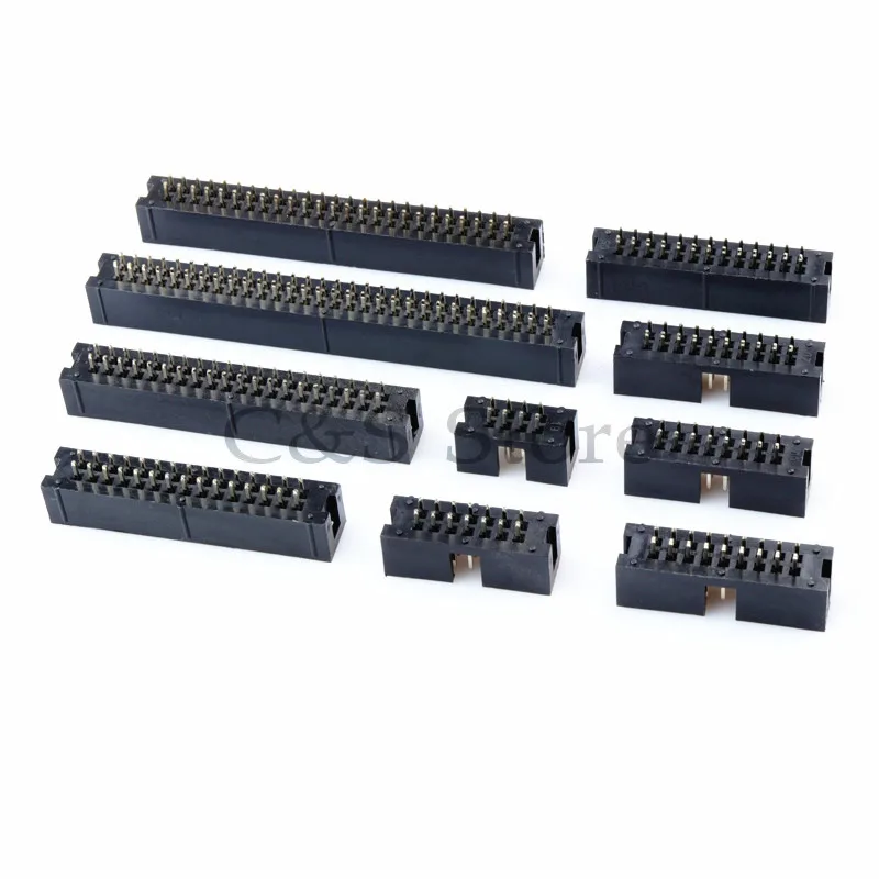 10PCS DC3 6P 8P 10P 14P 16P 20P 26P 30P 34P 40P 50P 2.54mm Socket Header Connector ISP Male Double-spaced Straight IDC JTAG