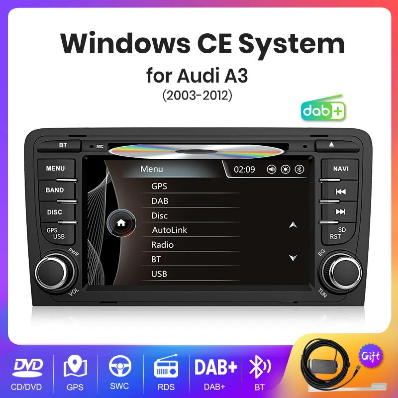 AWESAFE For Audi A3 2003-2012 Car Radio Multimedia Navigation  7inch  2 din  Autoradio Stereo DVD RDS DAB+