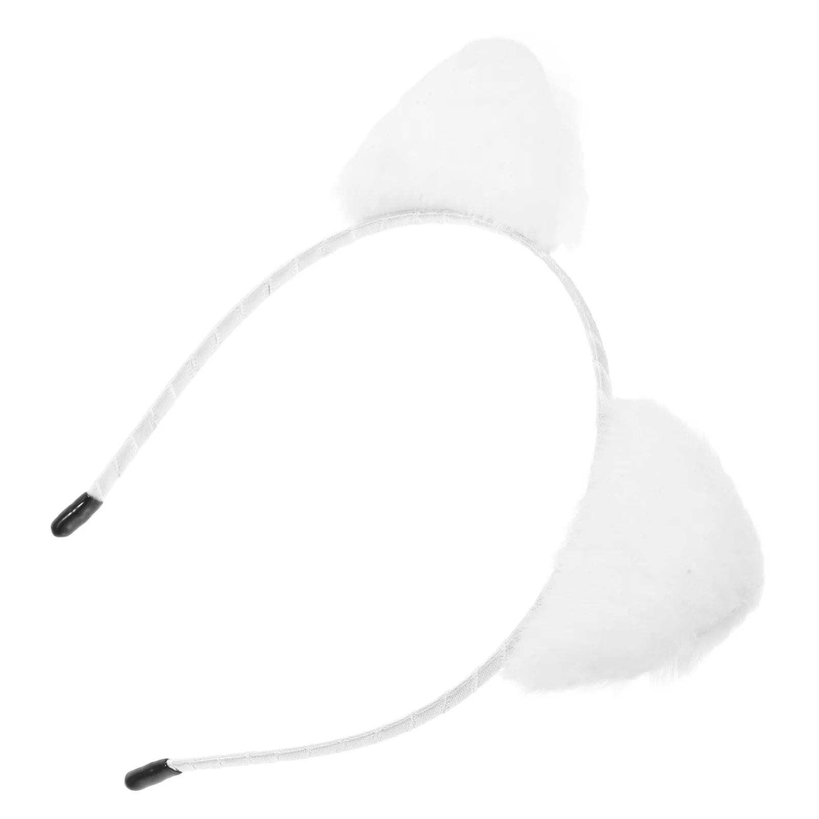 Cat Ears Headband Hairband for Washing Face Make up Black Plush Furry Cosplay Miss