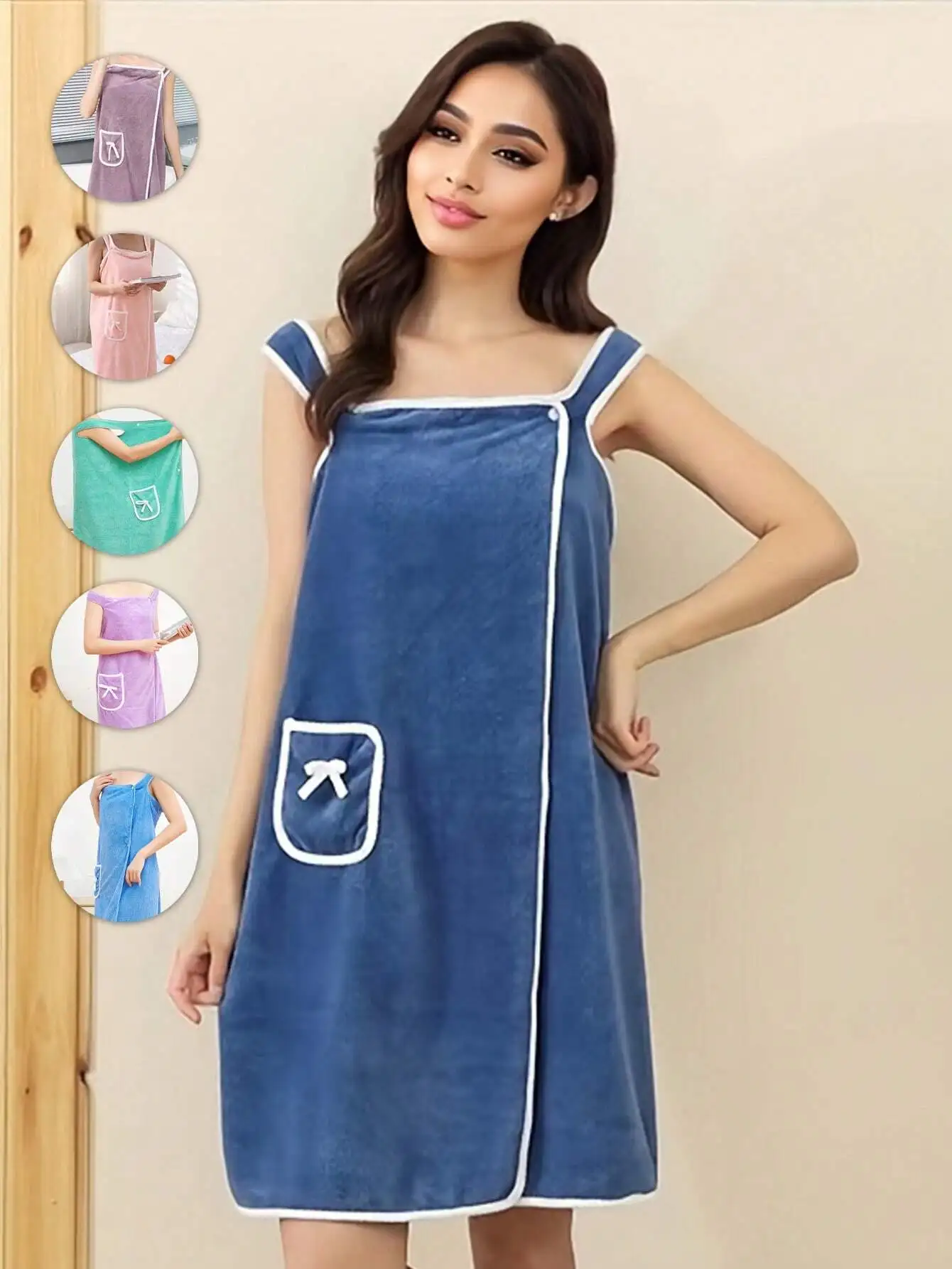 

1pc Women's Coral Fleece Hooded Cape Style Bathrobe, Simple Solid Color, Soft And Anti-Pilling, Extra Long, Suitable For , Hotel