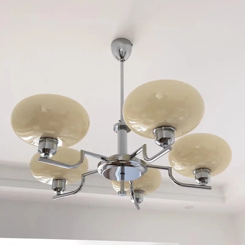

Medieval Bauhaus simple household chandelier French bedroom study living room lamp Nordic cream wind all copper lamp lamp