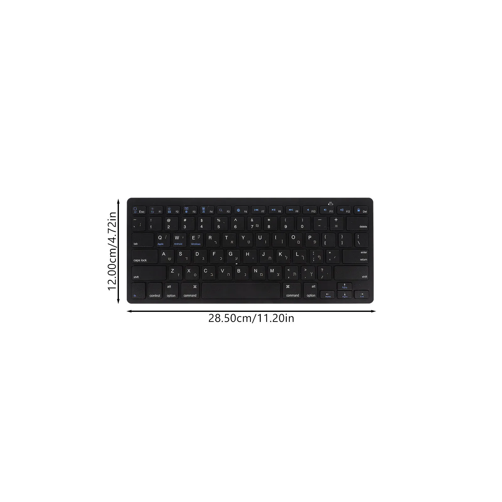 Teclado inalámbrico hebreo, accesorio de ordenador ultrafino portátil silencioso, tamaño completo, escritura cómoda, fácil de llevar, oficina de negocios
