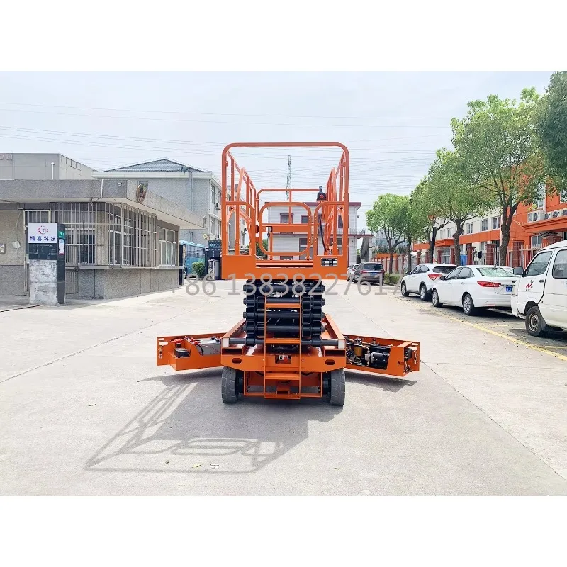 Solid Rubber Tires 8m 10m 12m 14m Mobile Electric Self-Propelled Hydraulic Scissor Lift Platform Table with Good Price view 3