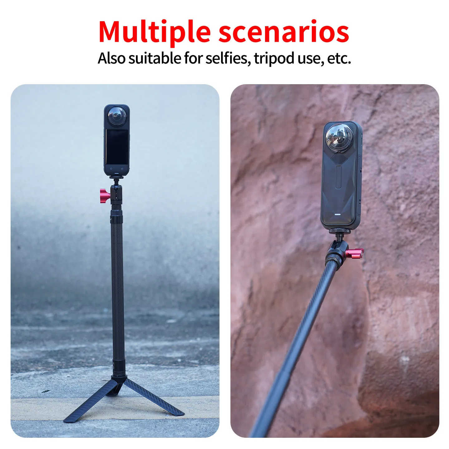 1,1 m Carbonfaser unsichtbarer Selfie-Stick mit 360-Grad-Kugelkopf-Klemme, verstellbar für Insta360 X6 X5 DJI Osmo 360II Action-Kamera – Detail 13