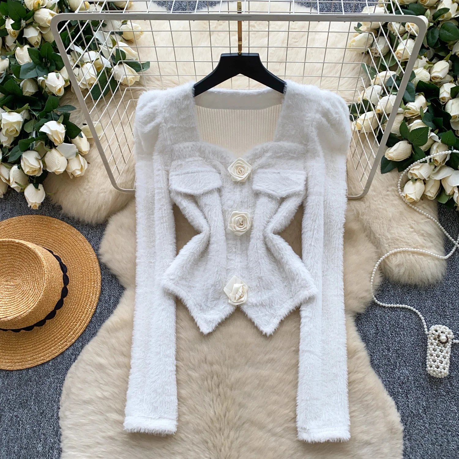 

Clothland Women Vintage Flower Button Blouse V Neck Long Sleeve Shirt Female Cute Fashion Chic Tops Blusa Mujer LB380